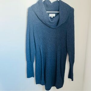 Anthropologie Angel of the North Navy Rosie Cowl Neck Knit Sweater Size Large
